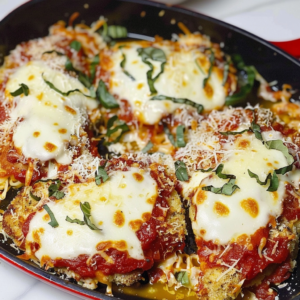 Classic Chicken Parmesan with Layered Cheese and Crust