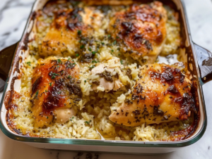 Salsa Verde Chicken and Rice Bake