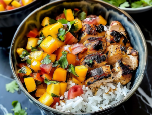 Jamaican Chicken Bowls with Fresh Mango Salsa