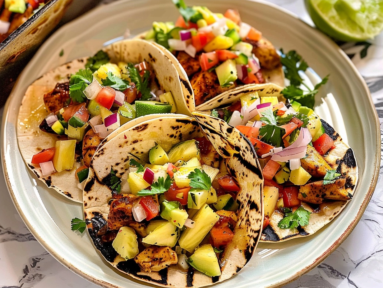 Chili Lime Chicken Tacos with Grilled Pineapple Salsa 4 Chili Lime Chicken Tacos with Grilled Pineapple Salsa