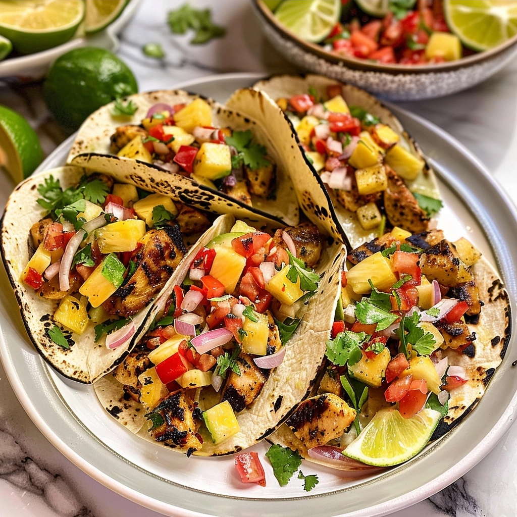 Chili Lime Chicken Tacos with Grilled Pineapple Salsa 6 image 1781279884099
