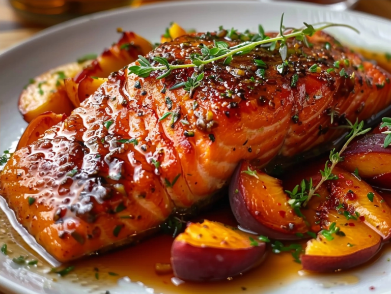 Bourbon Peach Roasted Salmon Recipe