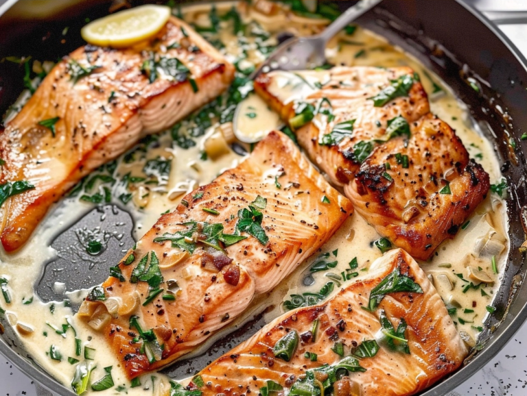 Creamy Garlic Butter Tuscan Salmon Recipe