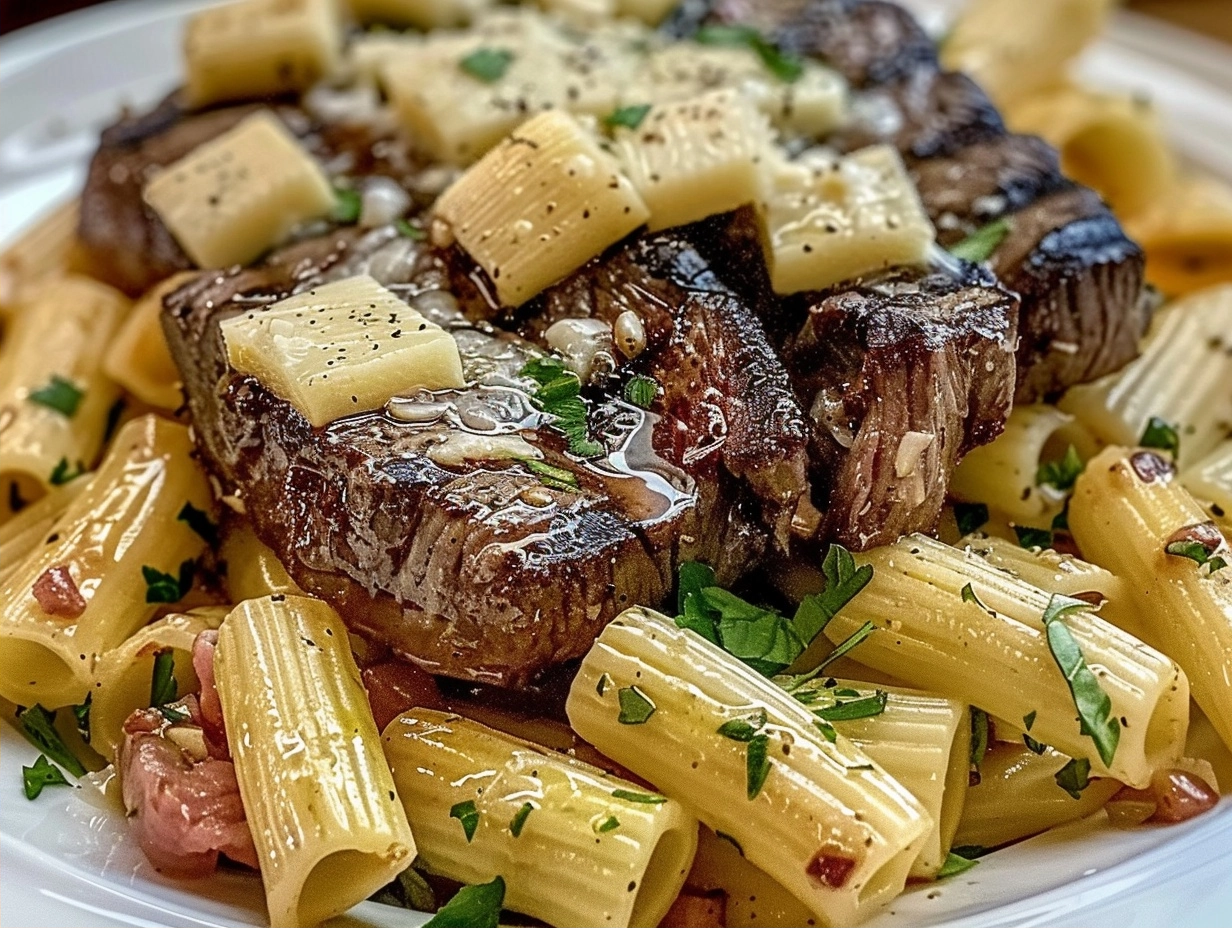 Garlic Butter Steak with Cheesy Rigatoni Bliss 4 Garlic Butter Steak with Cheesy Rigatoni Bliss