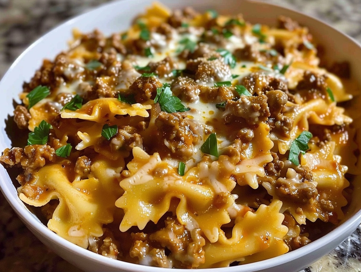 20-Minute Cajun Cream Cheese Alfredo Bowties with Spiced Ground Beef 6 image 1783300706914
