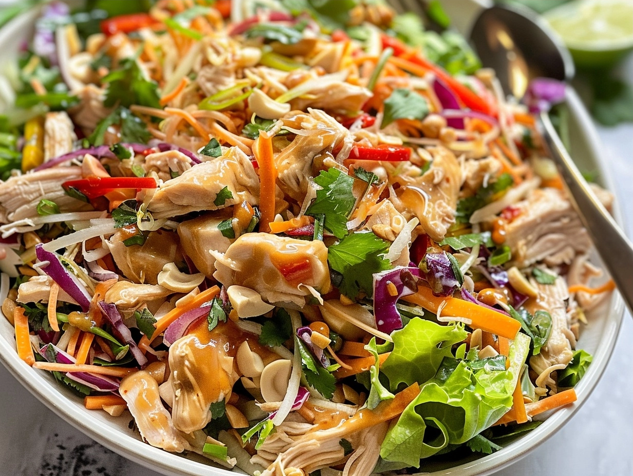 Easy 15-Minute Prep Thai Chicken Salad (Healthy and Crunchy) 4 Thai Chicken Salad Recipe For Busy Weeknights