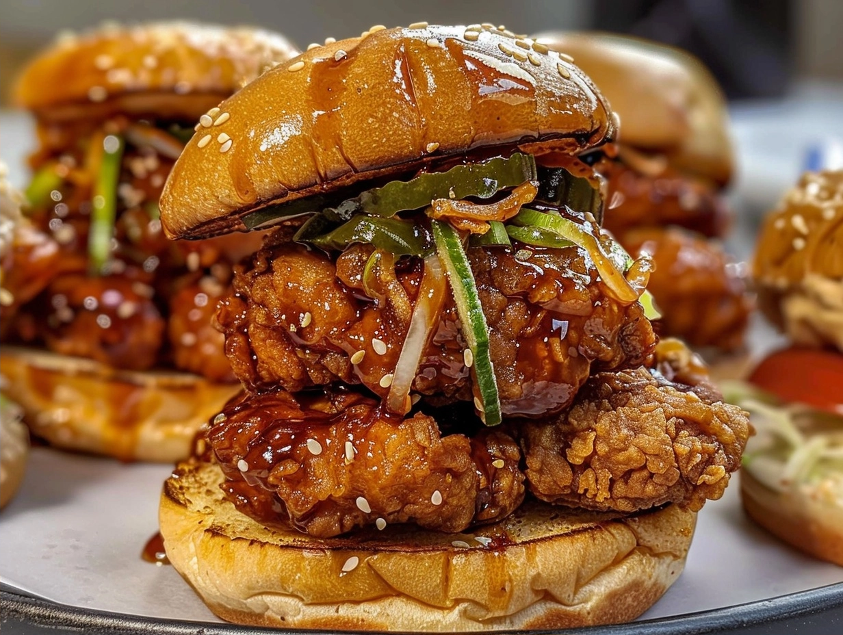 30-Minute Korean Fried Chicken Sandwiches - Crispy and Easy 4 Korean Fried Chicken Sandwiches