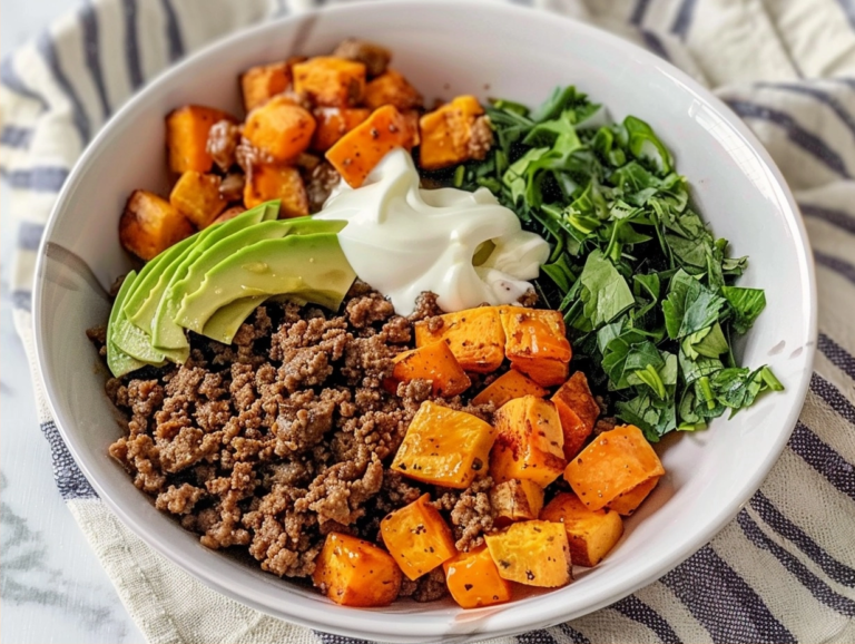 Hot Honey Sweet Potato Ground Beef Bowl Recipe