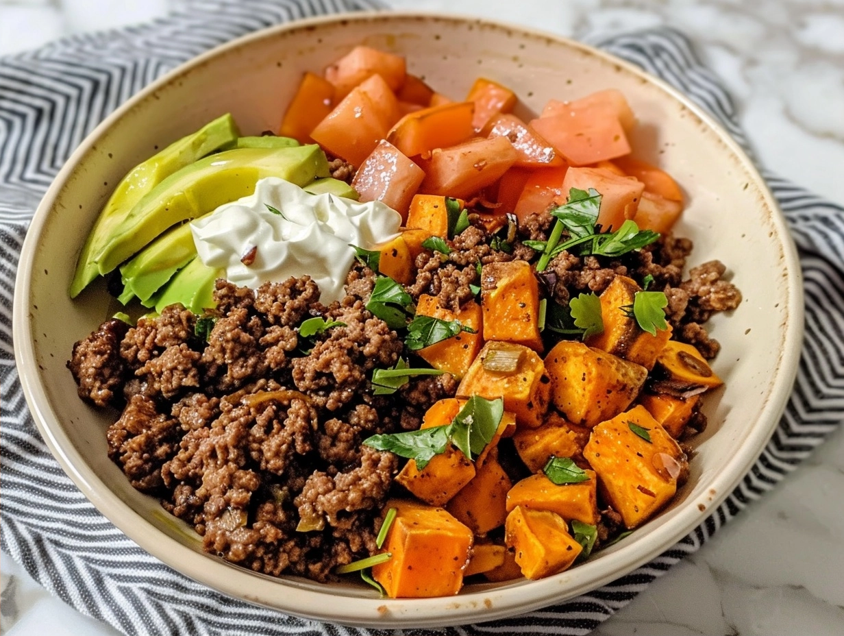30-Minute Hot Honey Sweet Potato Ground Beef Bowl - Easy Meal Prep 6 image 1784391380845